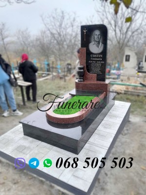 Monument funerar din granit Florești – Instalare profesională Funerare.md